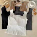 Everyday Wear Ice Silk Wide Shoulder Top- Black