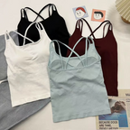 Back Cross Strap Summer Top - Light blue