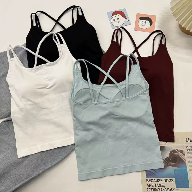 Back Cross Strap Summer Top - Light blue