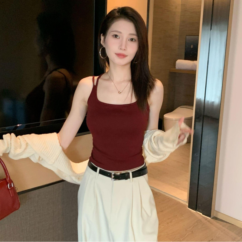 Back Cross Strap Summer Top - Anchor Red