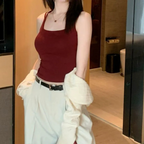 Back Cross Strap Summer Top - Anchor Red