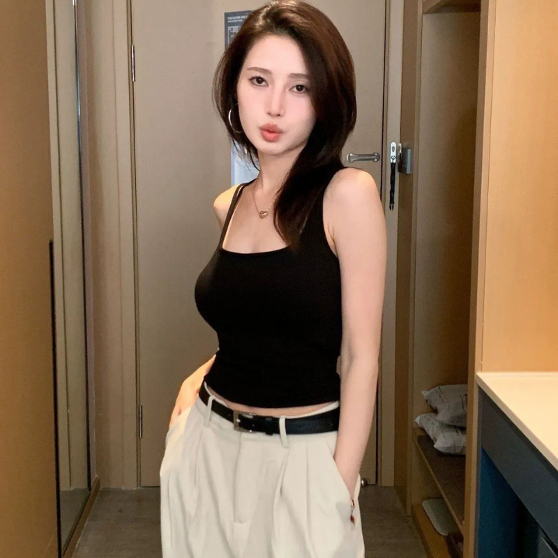 Back Cross Strap Summer Top - Black