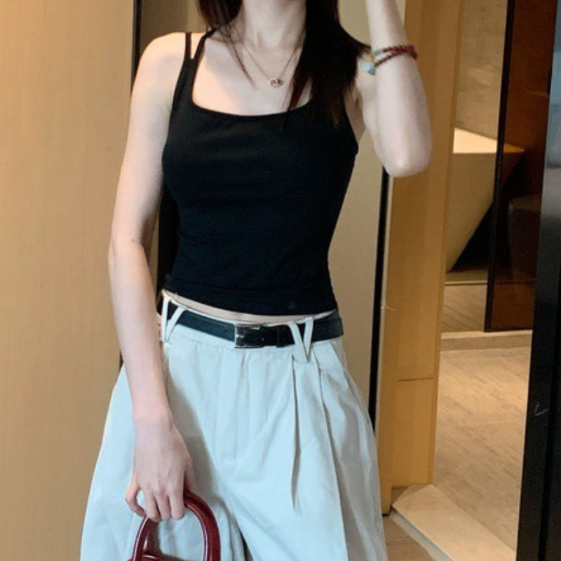 Back Cross Strap Summer Top - Black