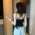 Back Cross Strap Summer Top - Black