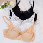 European Style Lace Bra -Black