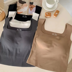 Everyday Wear Ice Silk Wide Shoulder Top- Black