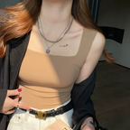 Everyday Wear Ice Silk Wide Shoulder Top -Khaki