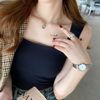 Everyday Wear Ice Silk Wide Shoulder Top- Black