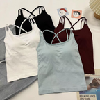 Back Cross Strap Summer Top - Black