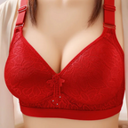 Glossy Embroidered No-Rim Bra