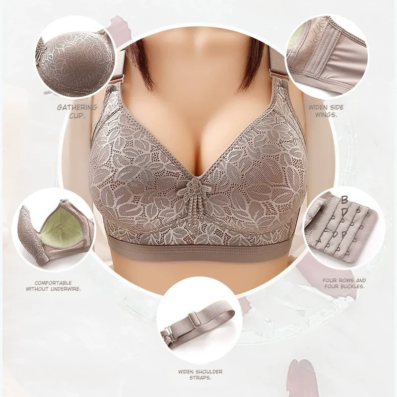 Glossy Embroidered No-Rim Bra
